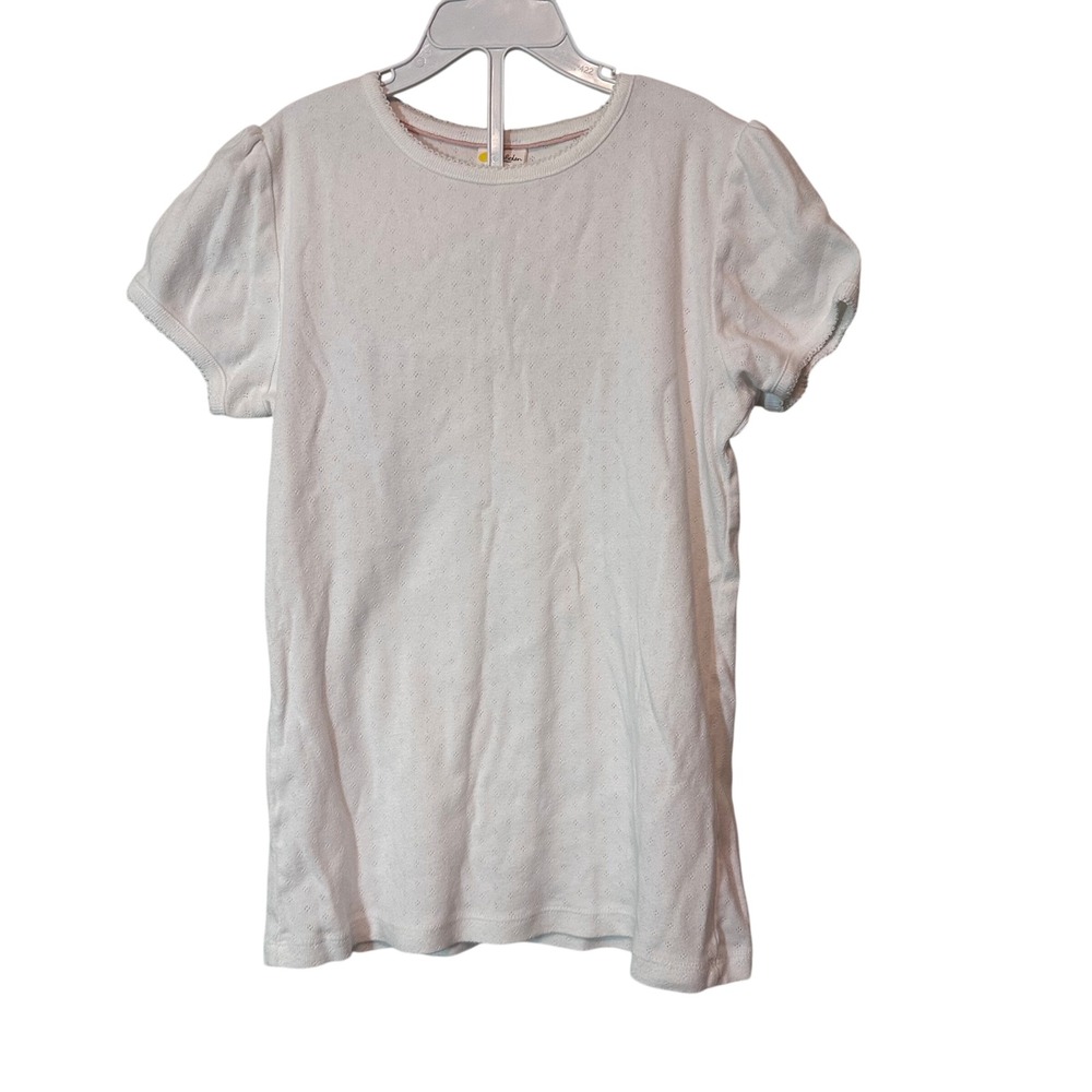 Mini Boden Girls 11-12 Y White Pointelle Puff Sleeve Tee 2 Pack Lot Size 152cm